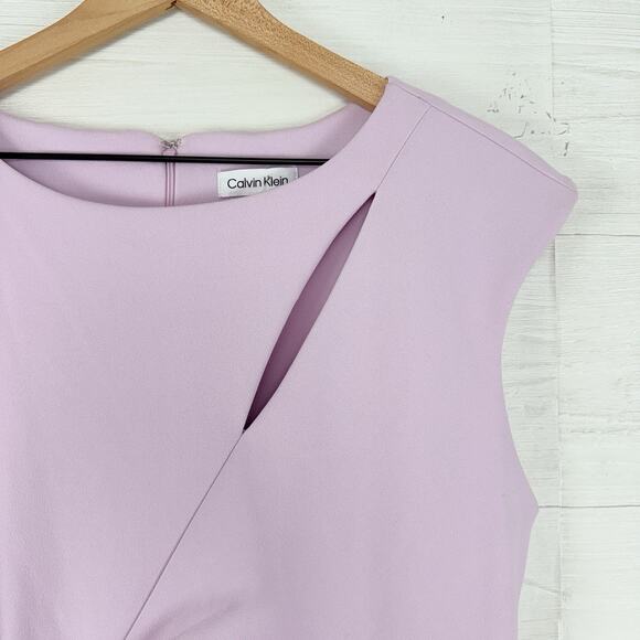 Calvin Klein Keyhole Sheath Dress Size 10 Lilac Pastel Knee Length Cocktail NEW - Picture 4 of 16
